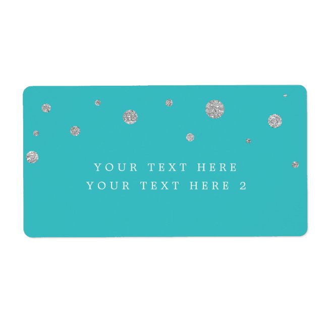 Turquoise & Silver Modern Dots Party Package Label (Front)