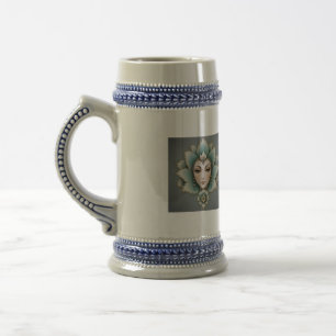 Turquoise & Silver Persian Lady Art Mug Fantasy