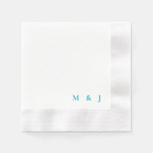 Turquoise Simple Bride & Groom Initials Wedding Napkins