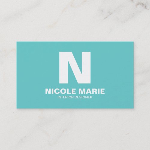 Turquoise Simple Monogram Business Card