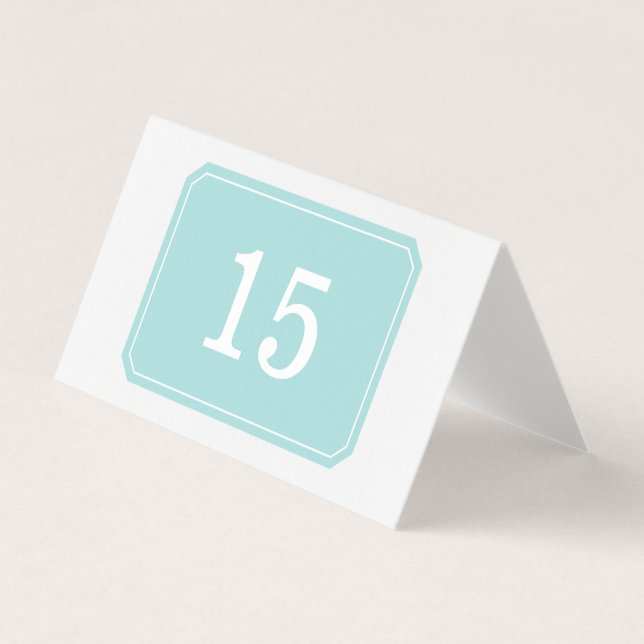 Turquoise Simply Elegant Folded Table Card (Front)