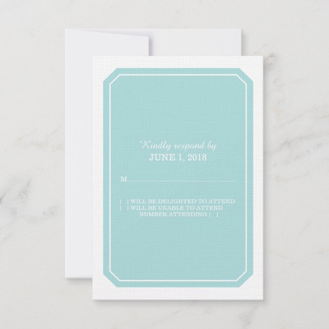 Turquoise Simply Elegant Response Card (Front)