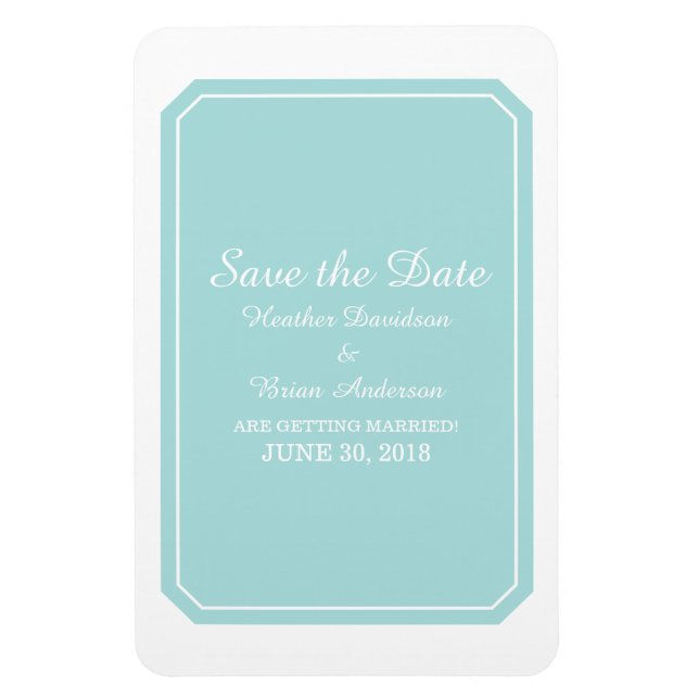 Turquoise Simply Elegant Save the Date Magnet (Vertical)