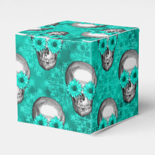 Turquoise Skulls and Sunflower Series Design 11 Favor Boxes