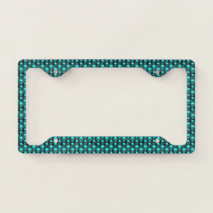 Turquoise Skulls and Sunflower Series Design 1  License Plate Frame