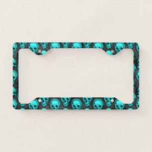 Turquoise Skulls and Sunflower Series Design 1 License Plate Frame
