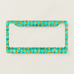 Turquoise Skulls and Sunflower Series Design 2  License Plate Frame
