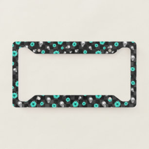 Turquoise Skulls and Sunflower Series Design 7 License Plate Frame
