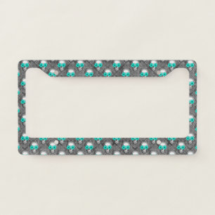 Turquoise Skulls and Sunflower Series Design 9  License Plate Frame