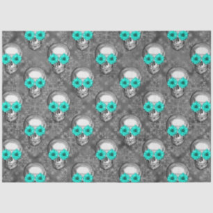 Turquoise Skulls and Sunflower Series Design 9 Tissue Paper