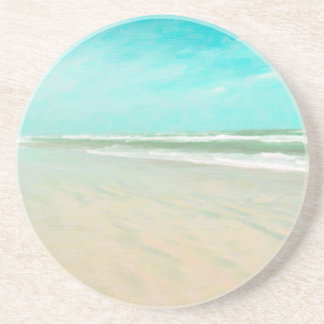 Turquoise Sky Beach Seascape Sandstone Coaster