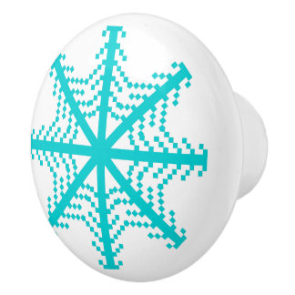 Turquoise Snowflake Ceramic Knob