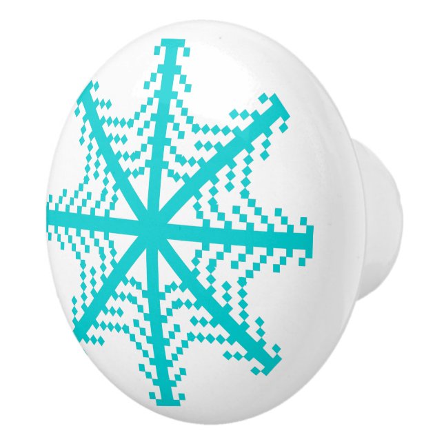 Turquoise Snowflake Ceramic Knob (Right)