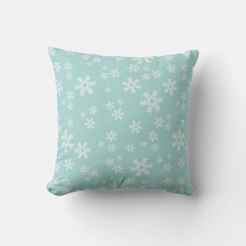 Turquoise Snowflake Christmas Pillow