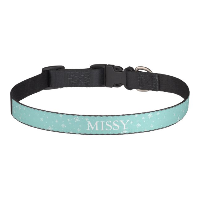Turquoise Snowflake dog collar (Front)