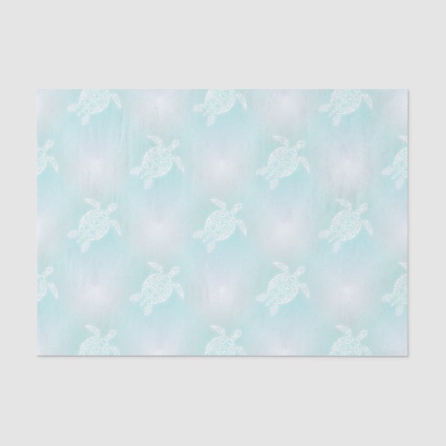 Turquoise Soft Turtles Pattern Tissue Paper (Front)