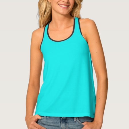 Turquoise Solid Color All-over-print Tank Top