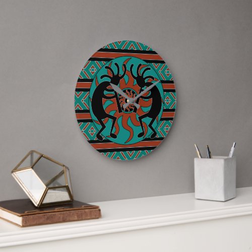 Turquoise Southwest Design Kokopelli Large Clock