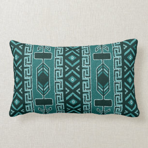Turquoise Southwest Tribal Aztec Pattern Lumbar Pillow