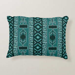 Turquoise Southwestern Tribal Aztec Pattern Decorative Pillow