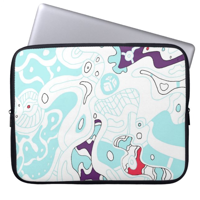 "Turquoise Space" Abstract Laptop Sleeve (Front)