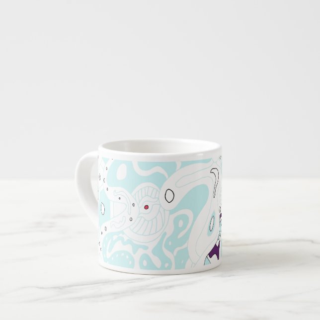 "Turquoise Space" Digital Abstract Art Poster Espresso Cup (Front Left)