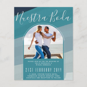 Turquoise Spanish Wedding Nuestra Boda PHOTO Flyer