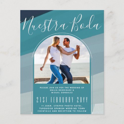 Turquoise Spanish Wedding Nuestra Boda PHOTO Flyer
