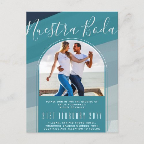 Turquoise Spanish Wedding Nuestra Boda PHOTO Postcard