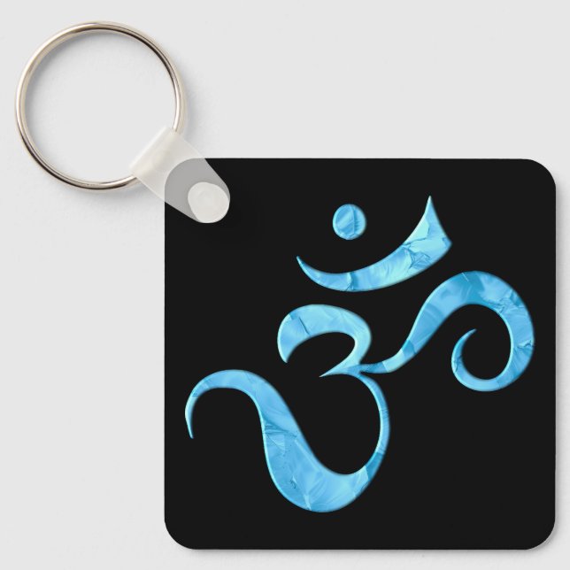 Turquoise Sparkle Om  Keychain (Front)