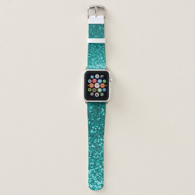 Turquoise Sparkles: Bright Close-Up Foundation Apple Watch Band (Front)