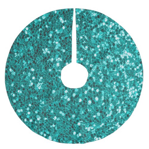 Turquoise Sparkles Bright Close_Up Foundation Brushed Polyester Tree Skirt