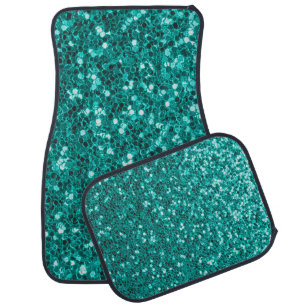 Turquoise Sparkles: Bright Close-Up Foundation Car Floor Mat