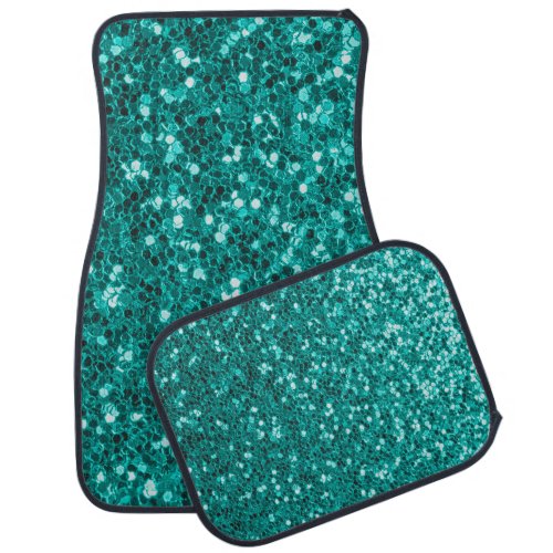 Turquoise Sparkles Bright Close_Up Foundation Car Floor Mat