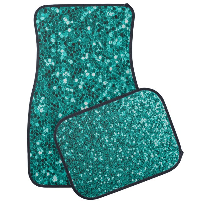 Turquoise Sparkles: Bright Close-Up Foundation Car Floor Mat (Set)