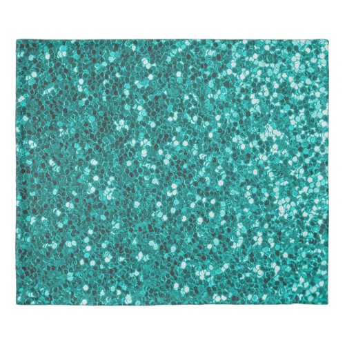 Turquoise Sparkles Bright Close_Up Foundation Duvet Cover