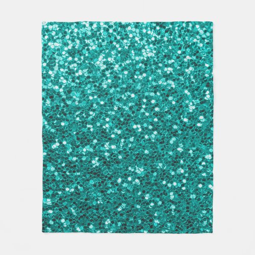 Turquoise Sparkles Bright Close_Up Foundation Fleece Blanket