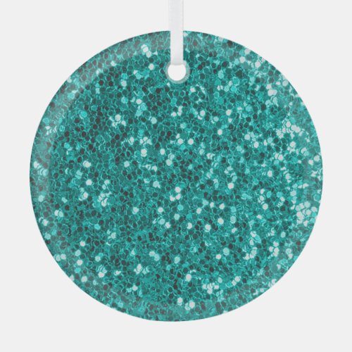 Turquoise Sparkles Bright Close_Up Foundation Glass Ornament