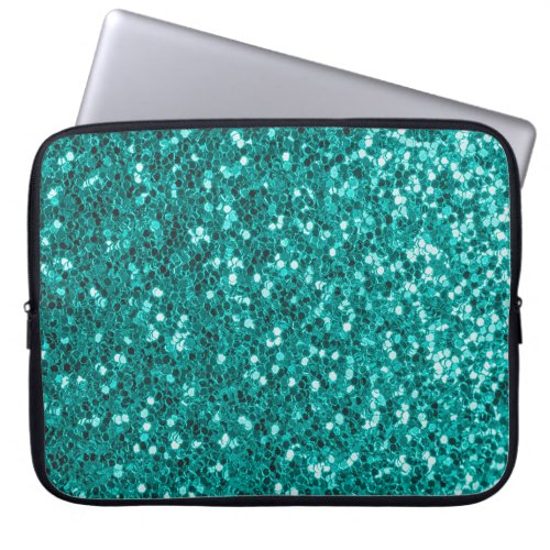 Turquoise Sparkles Bright Close_Up Foundation Laptop Sleeve