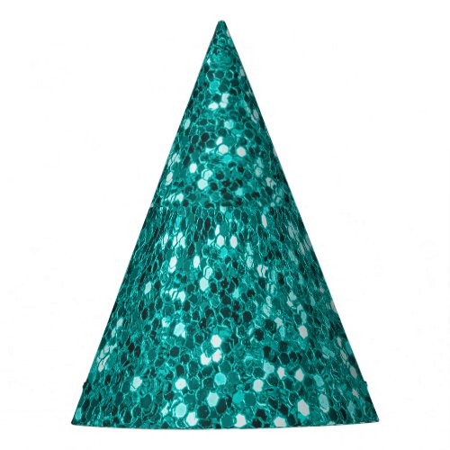 Turquoise Sparkles Bright Close_Up Foundation Party Hat