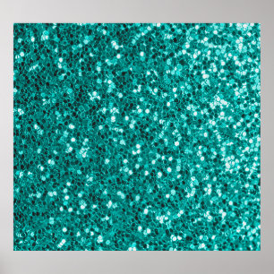 Turquoise Sparkles: Bright Close-Up Foundation Poster