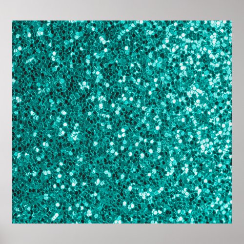 Turquoise Sparkles Bright Close_Up Foundation Poster