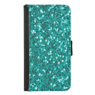 Turquoise Sparkles: Bright Close-Up Foundation Samsung Galaxy S5 Wallet Case