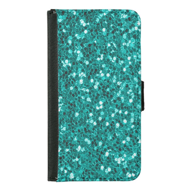 Turquoise Sparkles: Bright Close-Up Foundation Samsung Galaxy Wallet Case (Front)