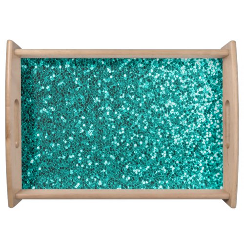 Turquoise Sparkles Bright Close_Up Foundation Serving Tray
