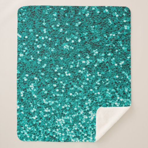Turquoise Sparkles Bright Close_Up Foundation Sherpa Blanket