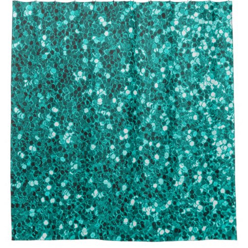 Turquoise Sparkles Bright Close_Up Foundation Shower Curtain