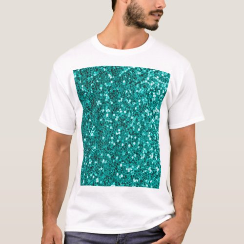 Turquoise Sparkles Bright Close_Up Foundation T_Shirt