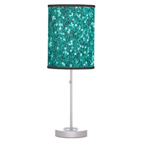 Turquoise Sparkles Bright Close_Up Foundation Table Lamp