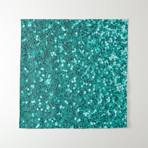 Turquoise Sparkles Bright Close_Up Foundation Tapestry